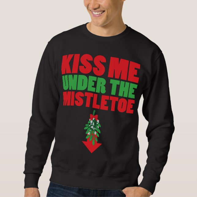 Kyss mig under Mistletoe Lång Ärmad Tröja (Framsida)