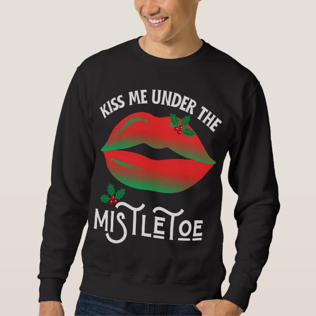 Kyss mig under Mistletoe Ugly-julsötaren Lång Ärmad Tröja (Framsida)