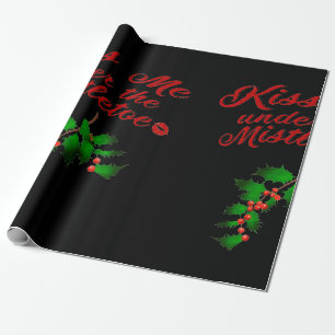 Kyss mig under Pappra Mistletoe Wrapping (svart) Presentpapper