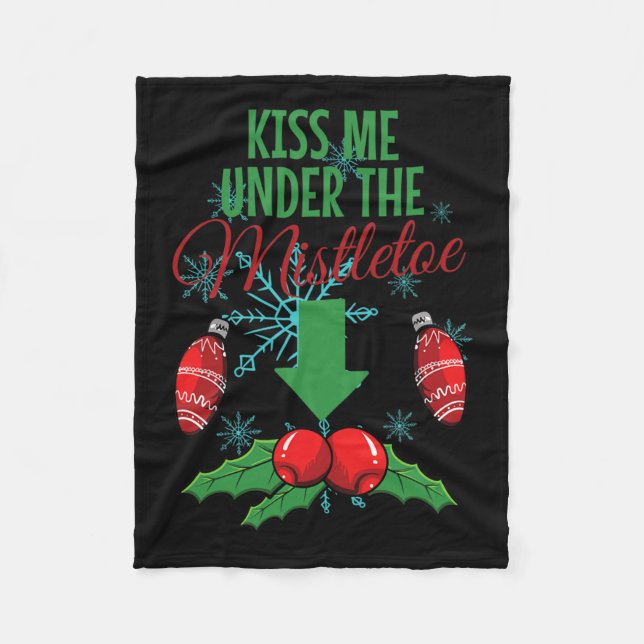 Kyss mig under Vuxens Mistletoe Funny-jul Fleecefilt (Framsidan)