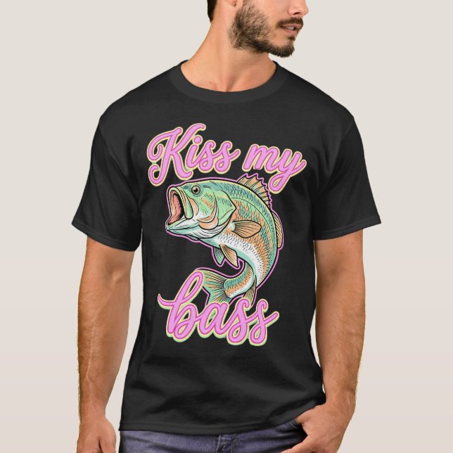 Kyss Min Abborre Rolig Fiske T Shirt (Framsida)