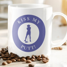 Kyss Min Putt Rolig Golfare Humor Silhuett Lila