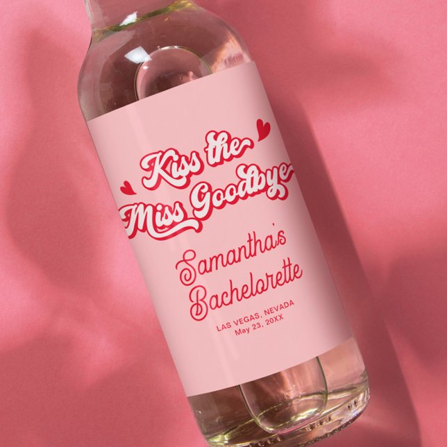 Kyss miss Adjhelorette Party Favor Vinflaska Etikett (Skapare uppladdad)