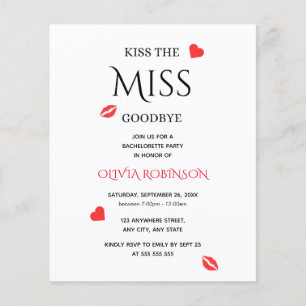 Kyss Miss Adjö Bachelorette Party Inbjudan