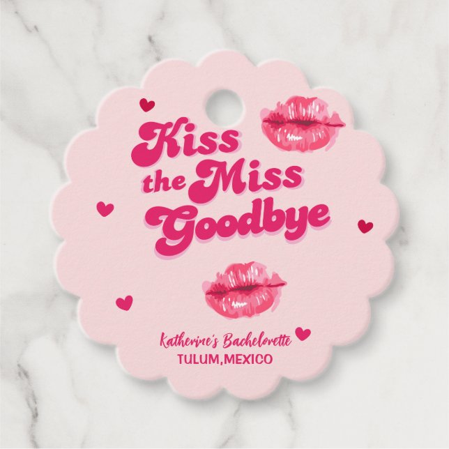Kyss missen farväl möhippa tjejresan gåvor etiketter (Framsida)