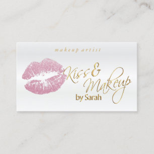 Kyss och Makeup - rosaglitter Visitkort
