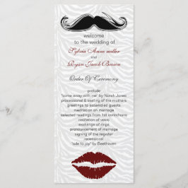 kyss och mustasch zebra ränder bröllopsprogram program