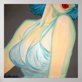 Kyss Poster, stift upp, grått blue läppar Kimba Poster