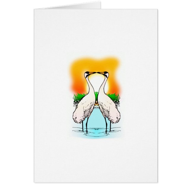 Kyssa för två tjuta kranar hälsningskort (Framsidan)