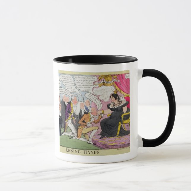 Kyssa händer som publiceras 1827 (färglithoen) mugg (Höger)