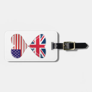Kyssa konst för USA och UK-hjärtaflaggor Bagagebricka