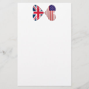 Kyssa konst för USA och UK-hjärtaflaggor Brevpapper