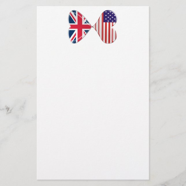 Kyssa konst för USA och UK-hjärtaflaggor Brevpapper (Framsida)