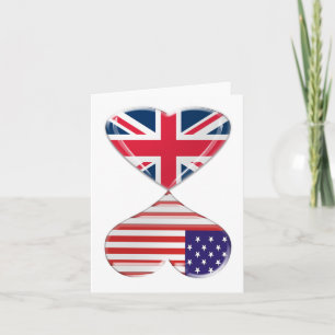 Kyssa konst för USA och UK-hjärtaflaggor Kort
