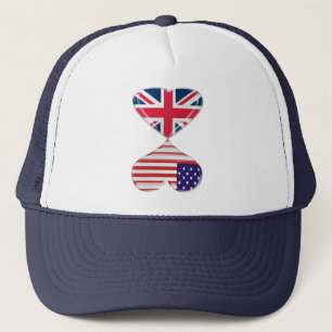 Kyssa konst för USA och UK-hjärtaflaggor Truckerkeps