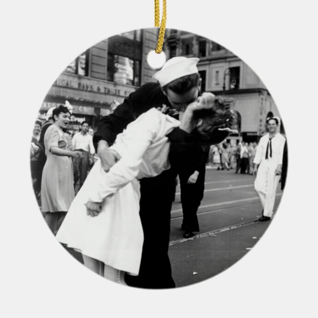 Kyssa krig Goodbye kvadrera stundom Julgransprydnad Keramik (Framsidan)