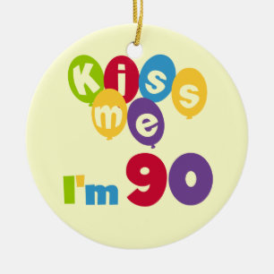 Kyssa mig I-förmiddagen 90 födelsedagT-tröja oc Julgransprydnad Keramik