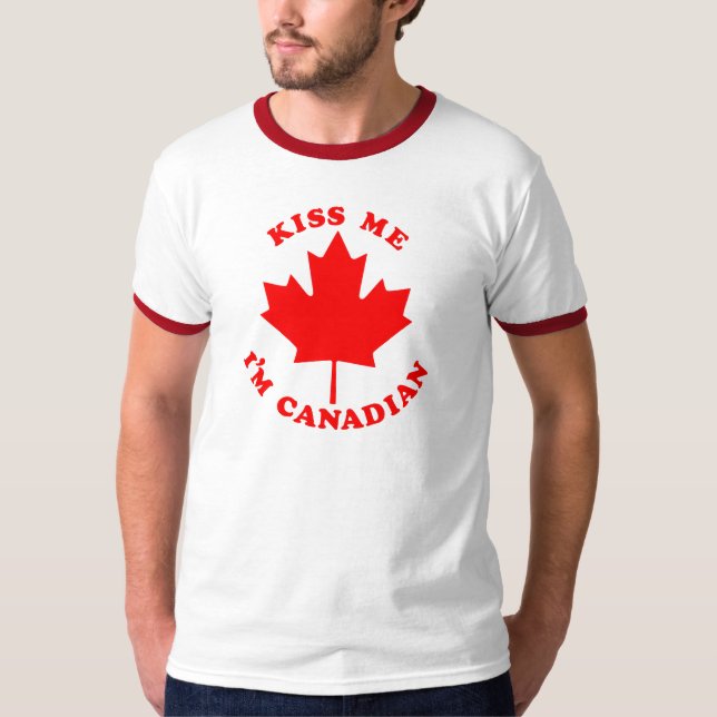 Kyssa mig kanadensare Im Tee Shirt (Framsida)