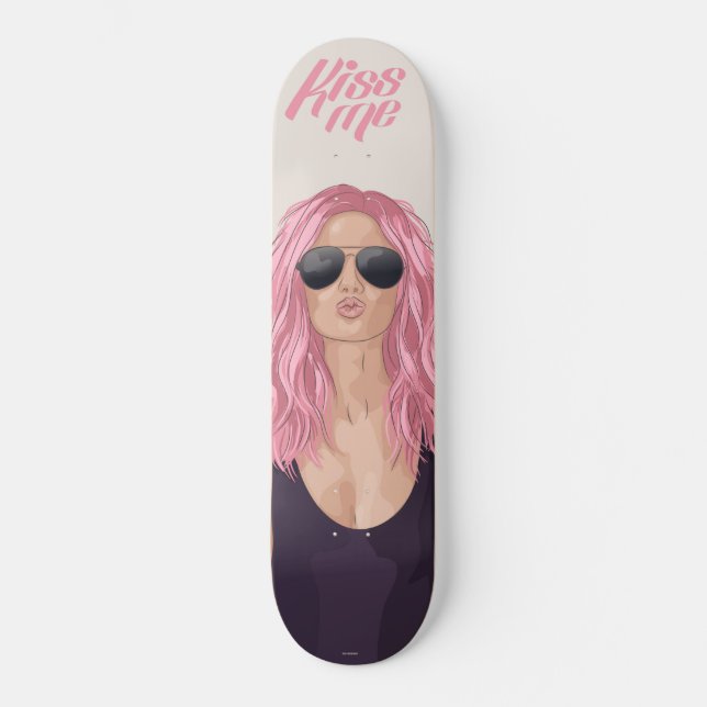 Kyssa mig mini skateboard bräda 18,5 cm (Framsida)