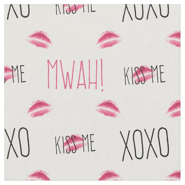 Kyssa mig Mwah! Kanttryckmönster Tyg (Närbild)