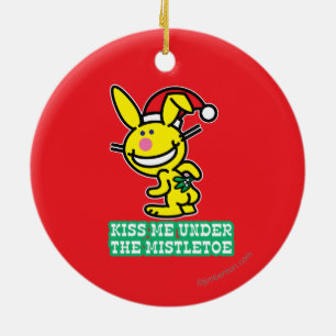 Kyssa mig under mistletoen julgransprydnad keramik
