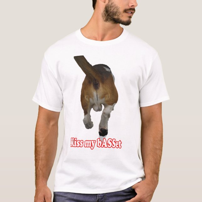 Kyssa min bASSet Tee Shirt (Framsida)