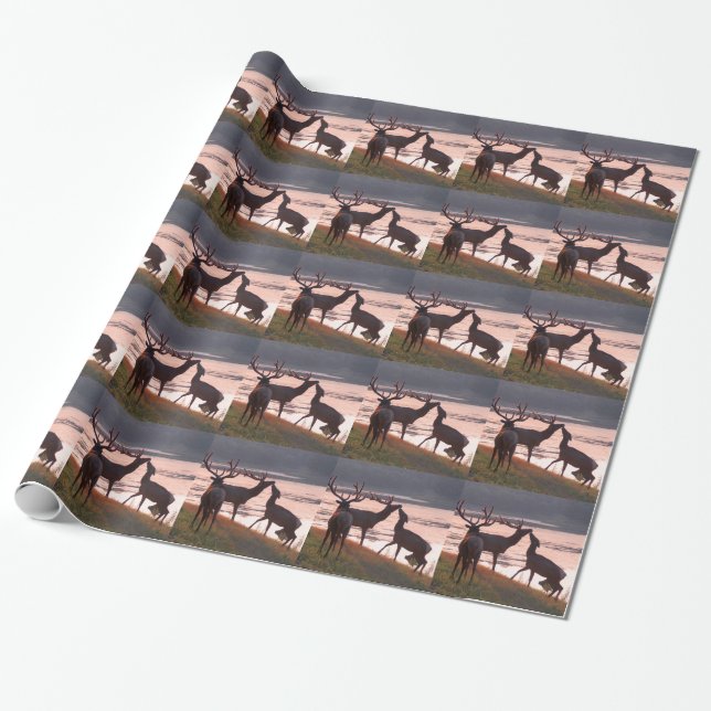 Kyssande älg presentpapper (Utrullad)