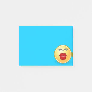Kyssande ansikte på blå Post It-lapp Post-it Block