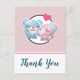 Kyssande Björnar Söta och Kawaii Tack Vykort