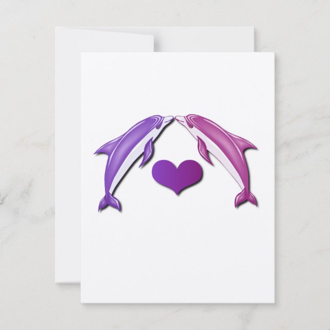 Kyssande delfininbjudan inbjudningar (Framsida)