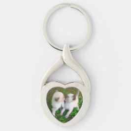 Kyssande kattungar twisted heart silverfärgad nyckelring