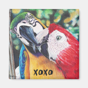 kyssande macawsmagnet magnet