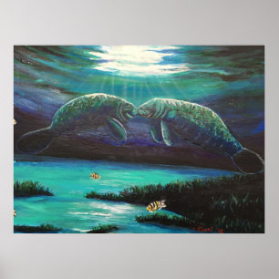 Kyssande Manatees Poster