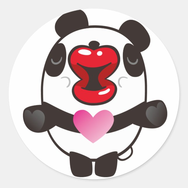 kyssande panda runt klistermärke (Framsida)