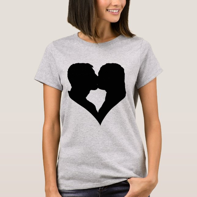 Kyssande Par Siluett T Shirt (Framsida)