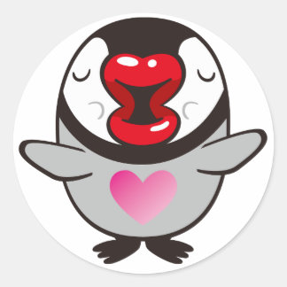 kyssande penguin runt klistermärke