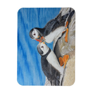 Kyssande Puffins Magnet