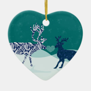Kyssande renprydnad julgransprydnad keramik