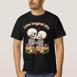 Kyssande skelettpar med Floral Gothic T Shirt