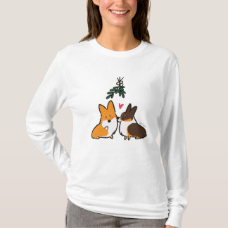 Kyssande skjorta för MistletoeCorgi T Shirt