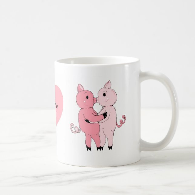 Kyssande smågrisar kaffemugg (Höger)