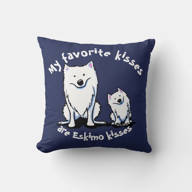 Kyssar för KiniArt amerikaneskimå Kudde (Framsida)