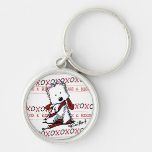 Kyssar & kramar Westie Keychain Rund Silverfärgad Nyckelring