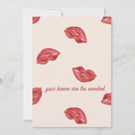 Kyssar läppar röda på beige färg Alla hjärtans dag Julkort