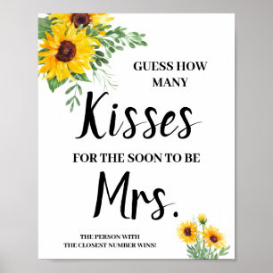 Kyssar till snart fru Sunflowers Bröllopsdusch Spe Poster