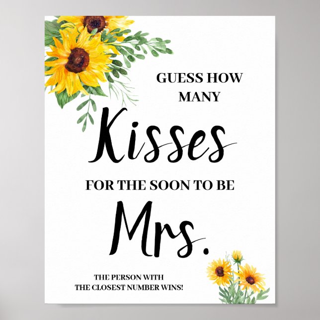 Kyssar till snart fru Sunflowers Bröllopsdusch Spe Poster (Framsidan)