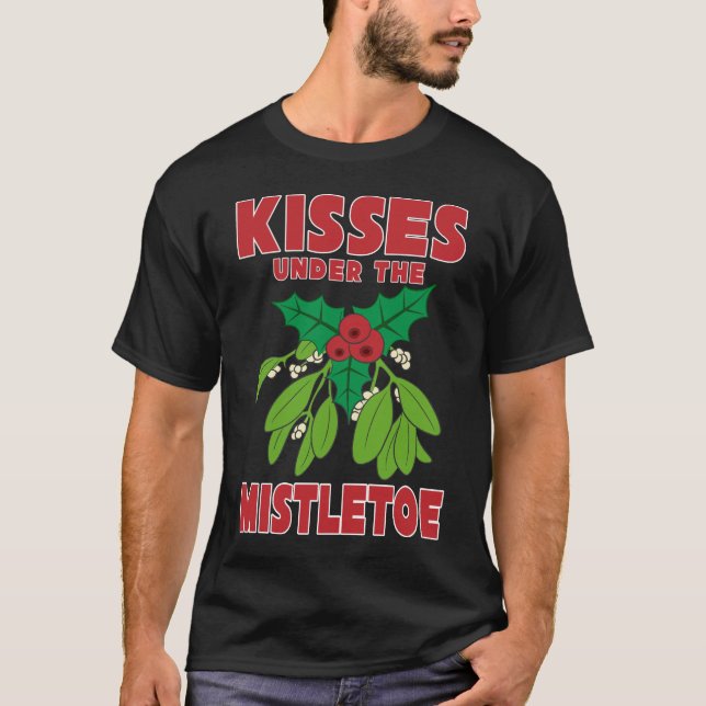 Kyssar under julaftonen för Mistletoejärnekhelgdag T Shirt (Framsida)