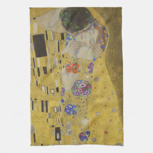 Kyssen, Art Nouveau Oljemålning, Gustav Klimt Kökshandduk