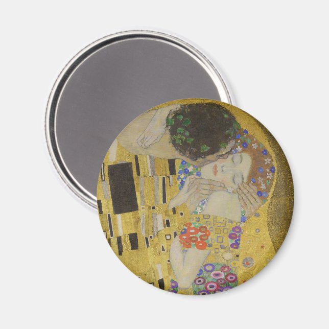 Kyssen, Art Nouveau Oljemålning, Gustav Klimt Magnet (Front/Back)