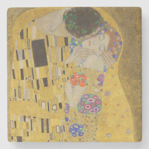 Kyssen, Art Nouveau Oljemålning, Gustav Klimt Stenunderlägg